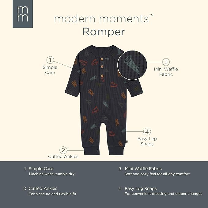 Modern Moments by Gerber Baby Henley Waffle Knit Romper - Image 6