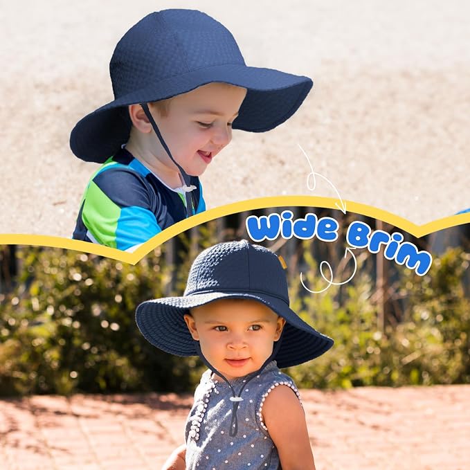 HONGTEYA Baby Sun Hat Wide Brim Adjustable Toddler Beach Bucket Hat | Soft - Image 4