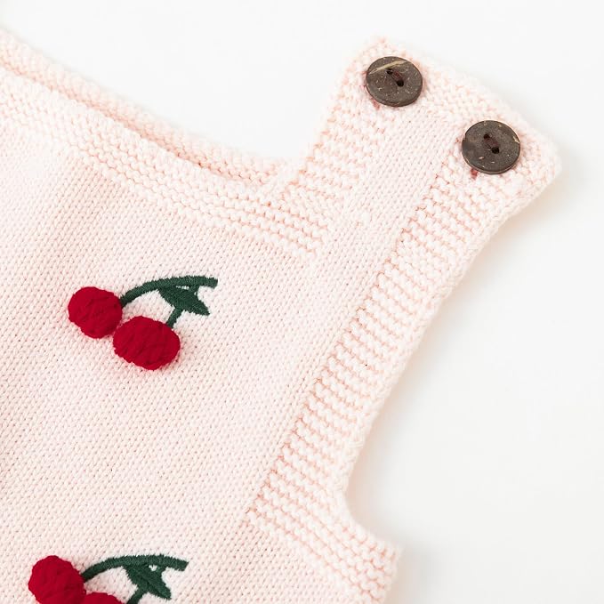 Simplee kids Baby Girl Romper, Sleeveless Pompoms Square Neck | Soft Breathable - Image 4