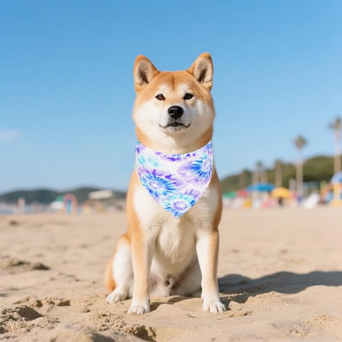 7 PCS Medium Tie Dye Dog Bandanas Hemming Seam Edge Dog Bandana - Image 7