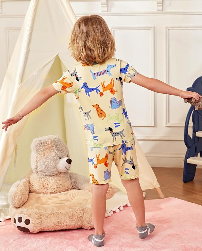 babee Reshinee Bamboo Viscose Toddler Boys Pajamas Set, Short Sleeve Kids - Image 6