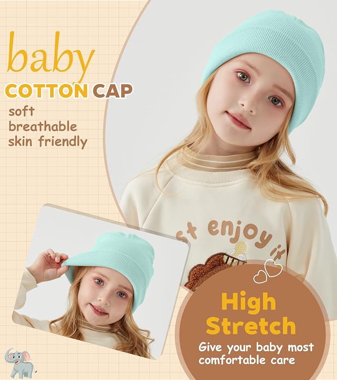 100% Cotton Baby Beanie Toddler Boys Girls Kids Winter Hat Knit Winter Warm Cap - Image 4