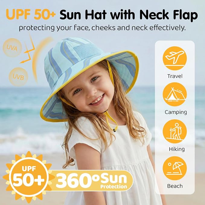 Baby Sun Hat with Neck Flap UPF 50+ - Image 2