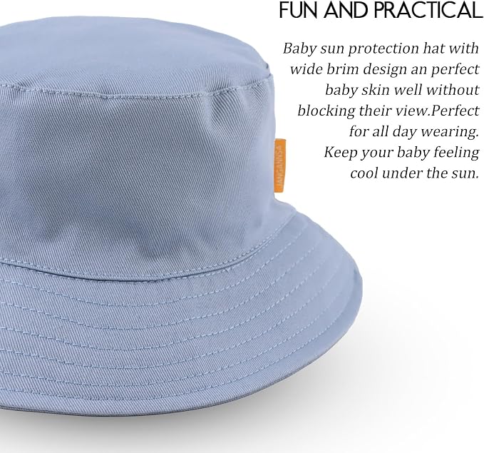 JANGANNSA Cotton Baby Sun Hat Infant Toddler Boys Girls Bucket Hats Summer Sun - Image 3