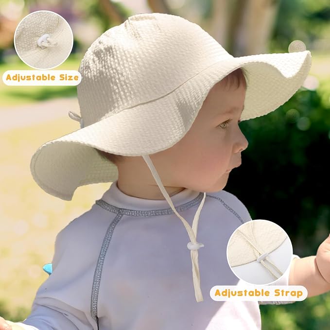 HONGTEYA Baby Sun Hat Wide Brim Adjustable Toddler Beach Bucket Hat | Soft - Image 2