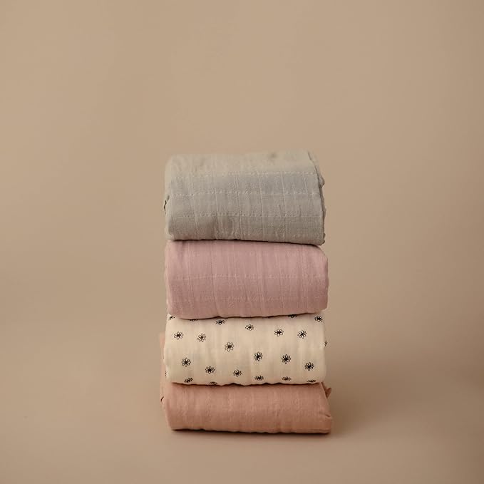 mushie Muslin Baby Swaddle Blanket | 100% Organic Cotton (Roman Green)