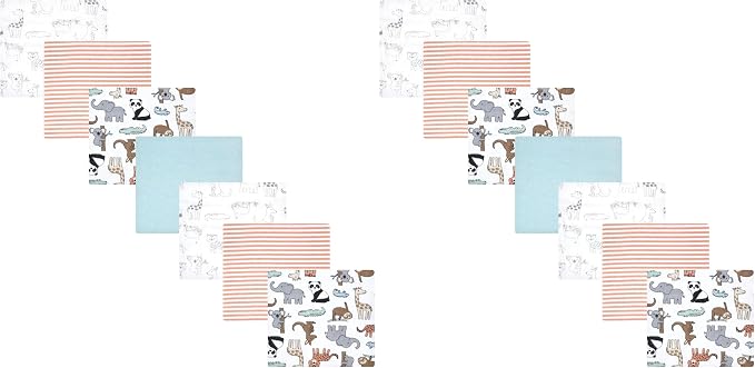 Hudson Baby Unisex Baby Cotton Flannel Receiving Blankets Bundle, Zoo Animals by HudsonBaby
