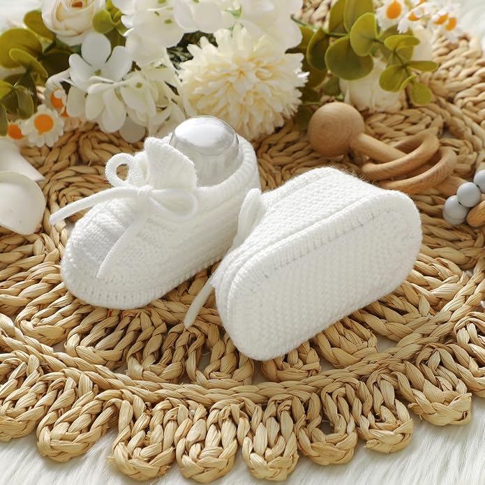 Neiwech Baby Booties Newborn Cozy Soft Warm Knitted Crib Shoes - Image 4