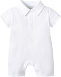 DEFAHN Baby Boy Polo Romper Short Sleeve Collared One-Piece Outfit 0-24M by DEFAHN