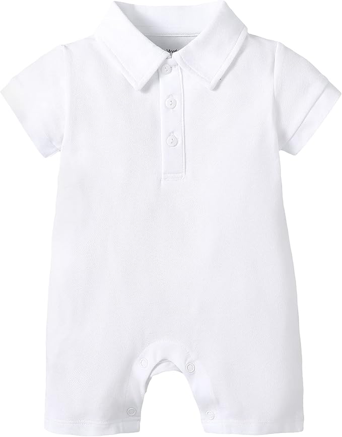 DEFAHN Baby Boy Polo Romper Short Sleeve Collared One-Piece Outfit 0-24M by DEFAHN