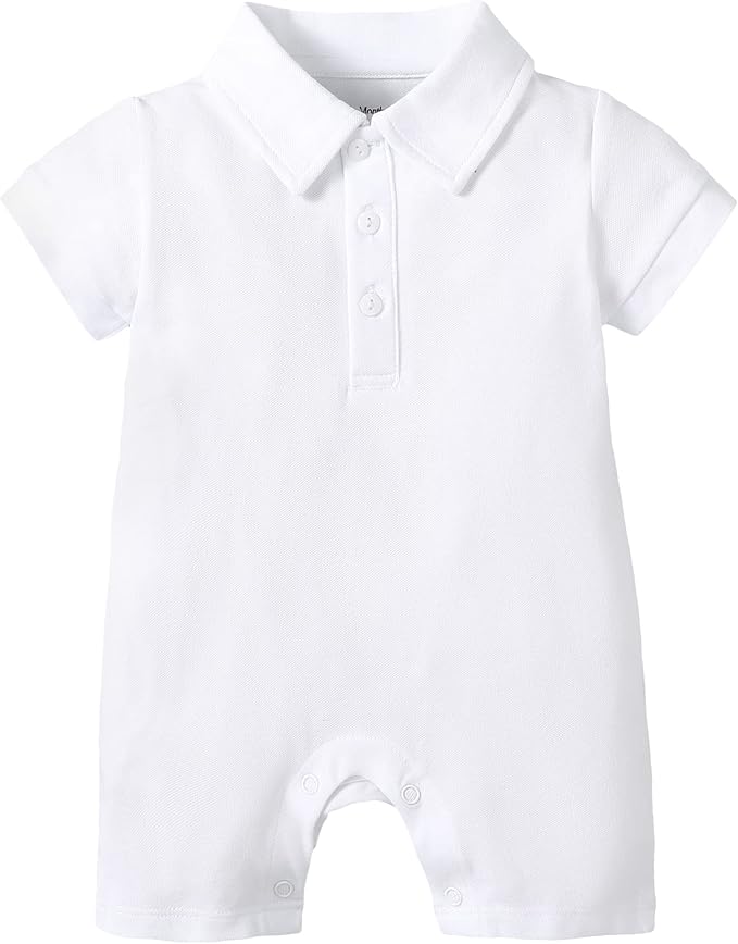 DEFAHN Baby Boy Polo Romper Short Sleeve Collared One-Piece Outfit 0-24M by DEFAHN