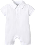 DEFAHN Baby Boy Polo Romper Short Sleeve Collared One-Piece Outfit 0-24M by DEFAHN