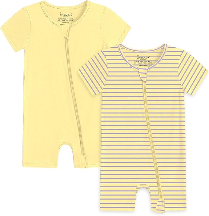 Jimonda Baby Romper Short Sleeve 2-Way Zipper Pajamas Cotton | 2-Pack, One Piece by JimondaBaby