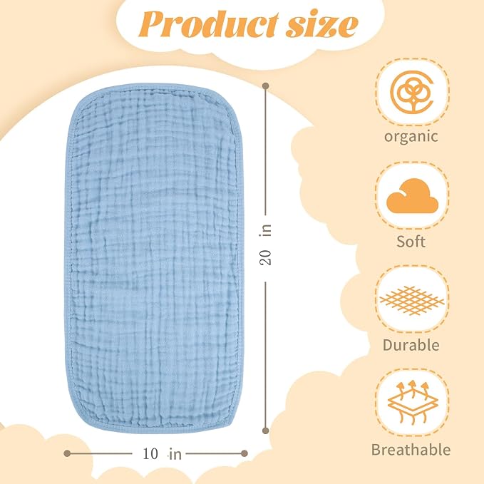 MIGIOL Baby Burp Cloths 100% Cotton Newborn Muslin Burp Cloths 10x20 inches - Image 2