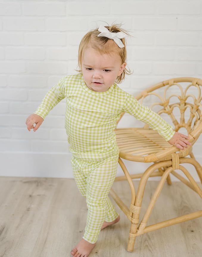 moimoln Cotton Modal Baby Toddler Pajamas Check Solid Leopard 6M-8Y - Image 3