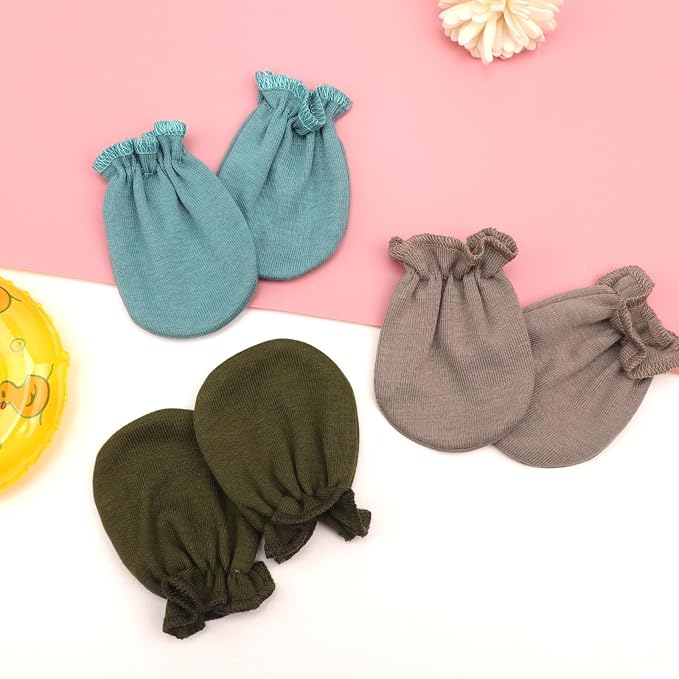 BQUBO Newborn Infant Toddler Mittens No Scratch Cotton Elastic Wrist Gloves - Image 2