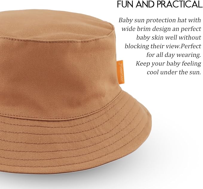 JANGANNSA Cotton Baby Sun Hat Infant Toddler Boys Girls Bucket Hats Summer Sun - Image 3