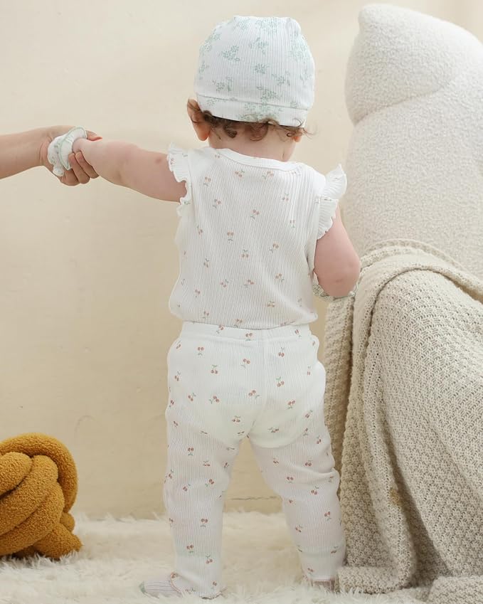 Baby Bodysuit and Pant Set Cotton Ribbed Mix Infant Girl Clothes | Unisex - Image 4