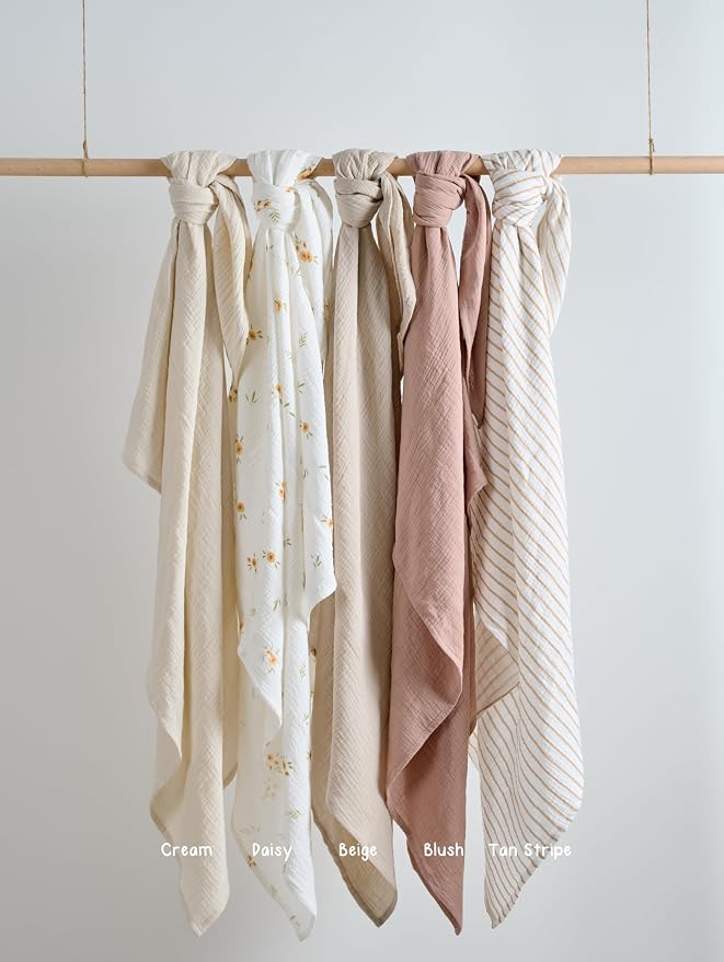 Meracorallo Muslin Swaddle Blanket, 100% Cotton Receiving Blanket, Blush | Soft - Image 6