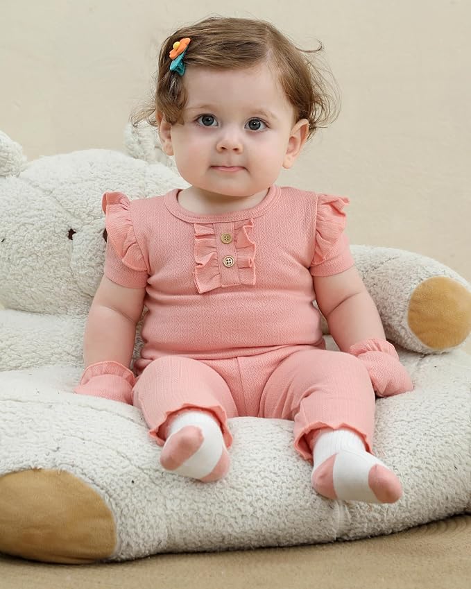 Baby Bodysuit and Pant Set Cotton Ribbed Mix Infant Girl Clothes | Unisex - Image 5