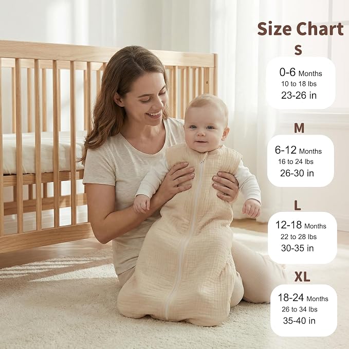 BSTOPPT 2 Pack Baby Sleep Sack 12-18 Months 100% Organic Cotton Muslin Baby - Image 3