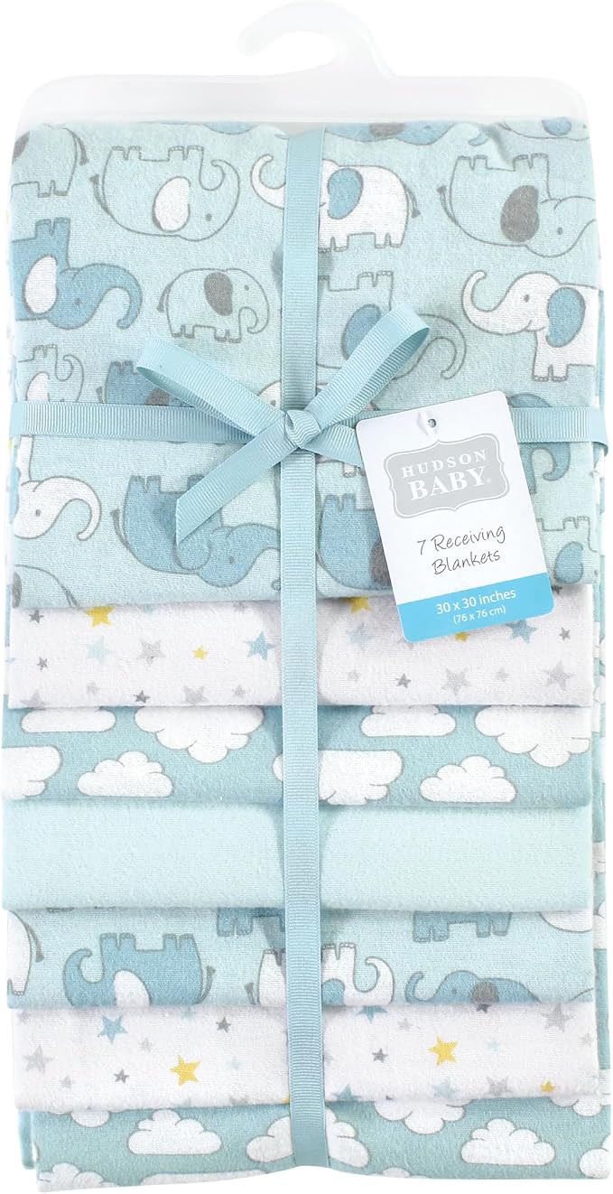 Hudson Baby Unisex Baby Cotton Poly Flannel Receiving Blankets Bundle, Boy New - Image 2