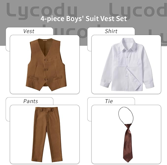 Boys Vest Set Formal Dress Suits Wedding Outfit Dresswear