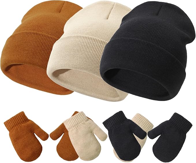 Baby Hats and Mittens Set Infant Toddler Beanie Cap Newborn Gloves by SeaZaela