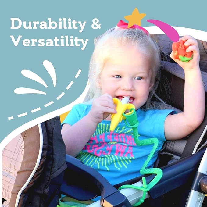 Brilli Baby Cup Catcher Patented Safety Tether Strap, Attach Sippy Cups, Bottles, Pacifiers & More to Stroller, High Chair, Car Seat, Made in USA, Food Grade, Dishwasher Safe (Lime & Lime)