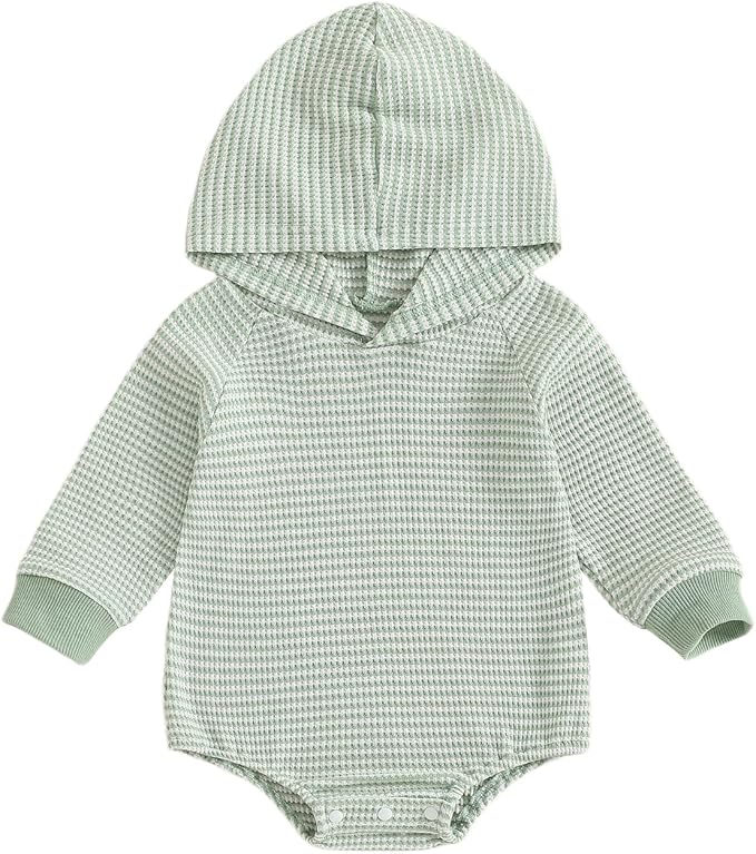 Baby Girl Boy Hooded Sweatshirt Long Sleeve Solid Color Romper Infant Baby Fall by Unknown