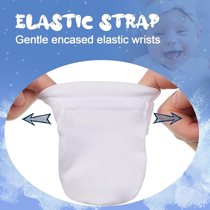 Newcotte 12 Pairs Adjustable Preemie Baby Mittens | No Scratch Newborn Cotton - Image 2