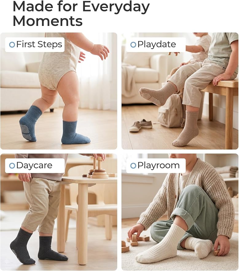 Baby Toddler Essentials Non-Slip Crew Socks - Image 7