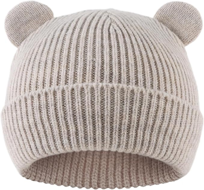 Bear Baby Beanie Knitted Baby Winter Hat Infant Toddler Boys Girls Beanie with Cotton Lining