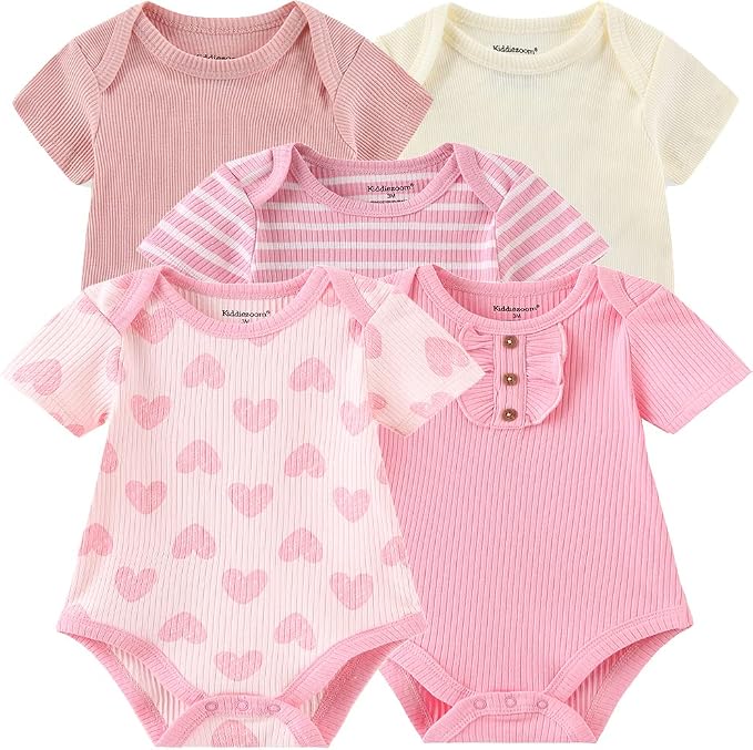 Kiddiezoom Newborn Baby Unisex Cotton One-Piece Bodysuits Baby Gift 5-Pack Baby by Kiddiezoom