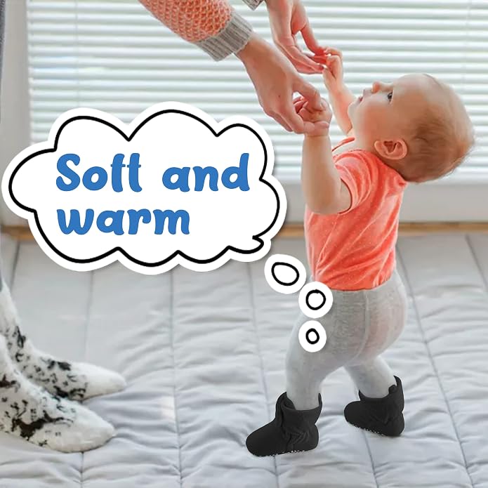 Pro Goleem Fleece Baby Booties, Warm Cozy Baby Slippers, Stay On Sock Shoes - Image 2