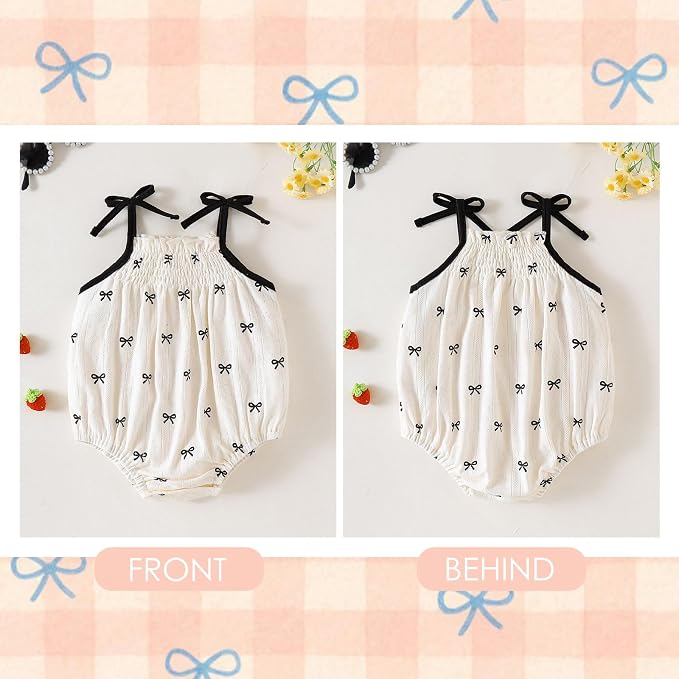 ROMPERINBOX Baby Girl Bodysuit Cotton Spaghetti Strap Sleeveless Onsies Summer - Image 2