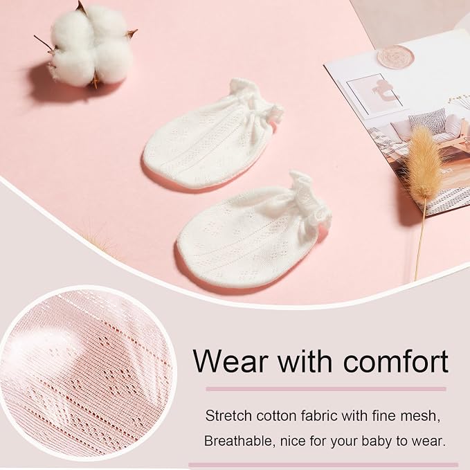 MOMSMENU Baby Mittens Newborn Girl 0-6 Months No Scratch Ruffle Mesh 5-Pack | - Image 8