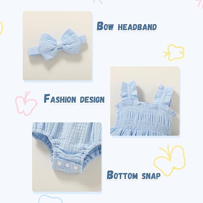 YOUNGER TREE Baby girl Romper Infant Summer Clothes Ruffle Sleeveless One Piece - Image 5