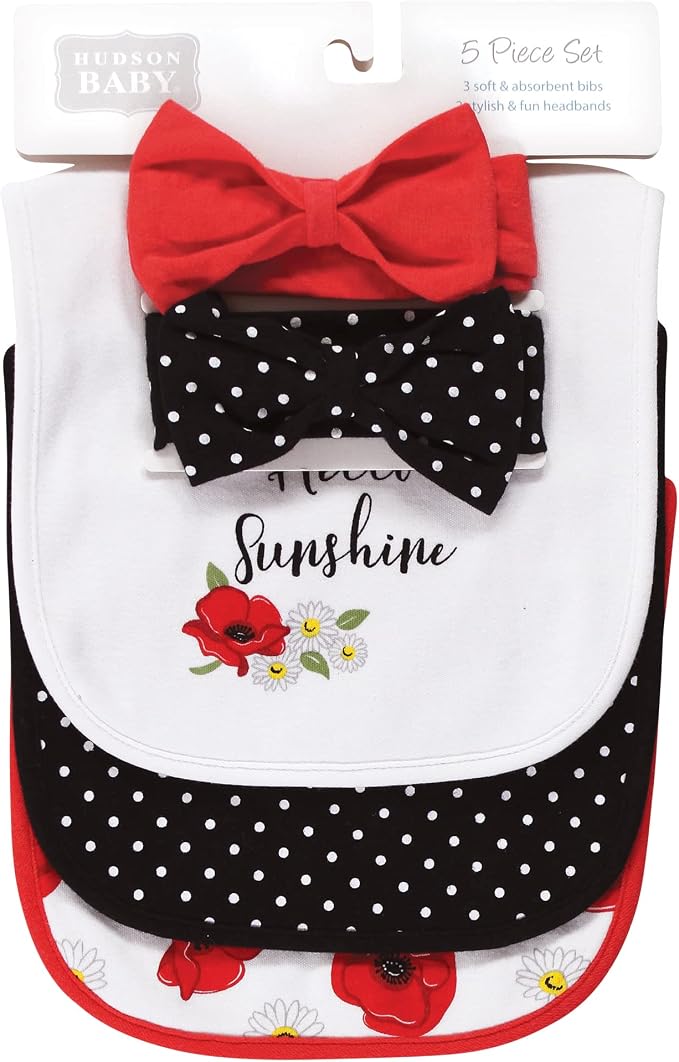 Hudson Baby Unisex Baby Cotton Bib and Headband Set - Image 2