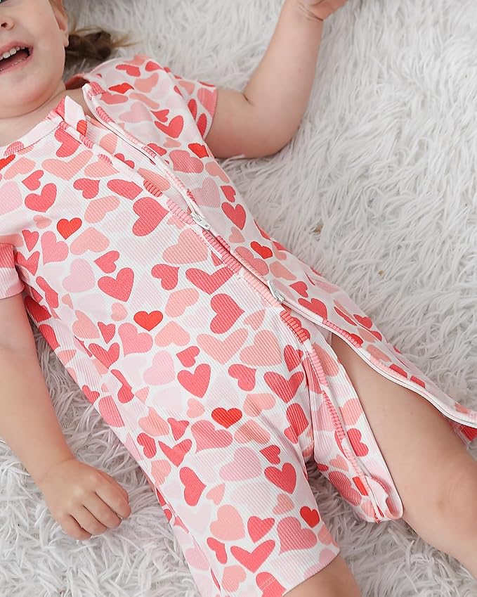 Bafeicao Baby Girl 2 Pack Bamboo Viscose Sleeper Romper | Short Sleeve - Image 7