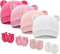 BQUBO Newborn Baby Hats Bear Ears and Mittens Sets Preemie Caps Baby Boy Girl by DRESHOW