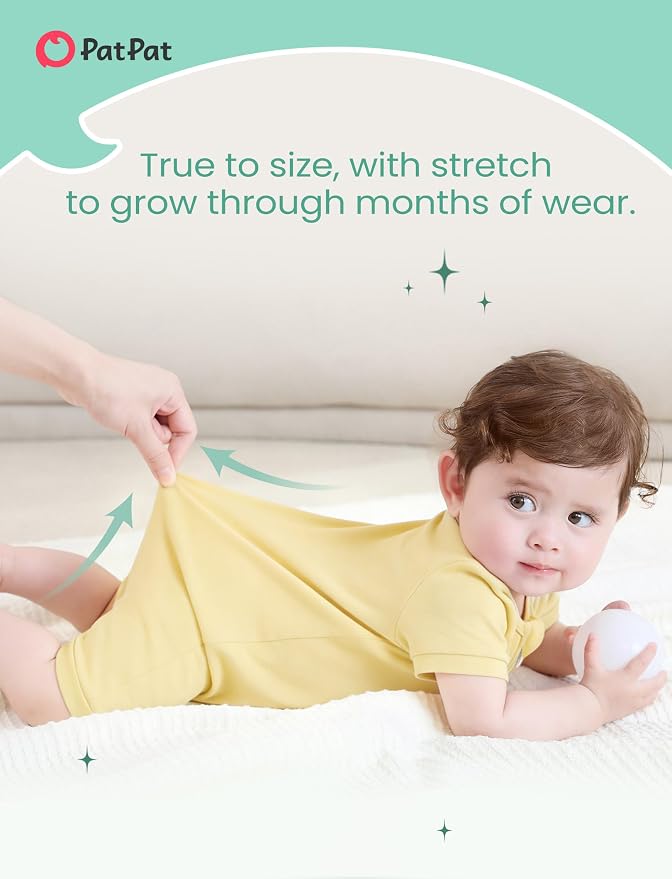 PATPAT Baby Boy and Girl Bamboo Viscose 2-Pack Romper | 2-Way Zipper, Soft and - Image 5