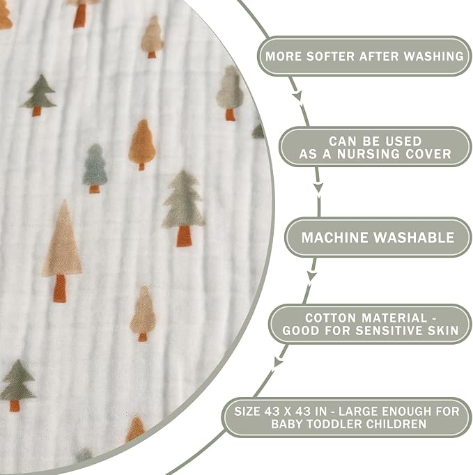Muslin Baby Blanket 2 Pack, Cotton Swaddle Blanket - Image 3