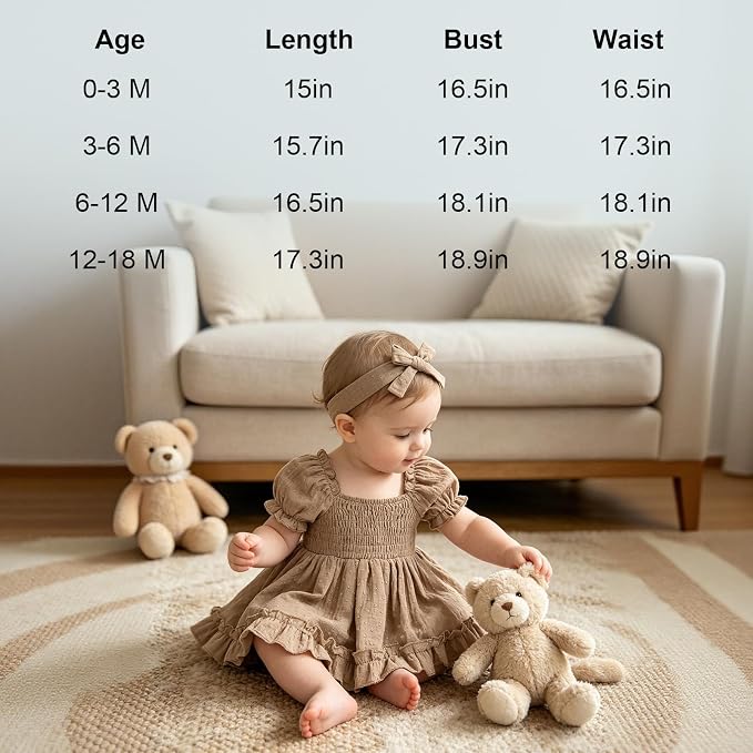GRNSHTS Baby Girl Romper Dress, Puff Sleeve Smocked Outfit - Image 7