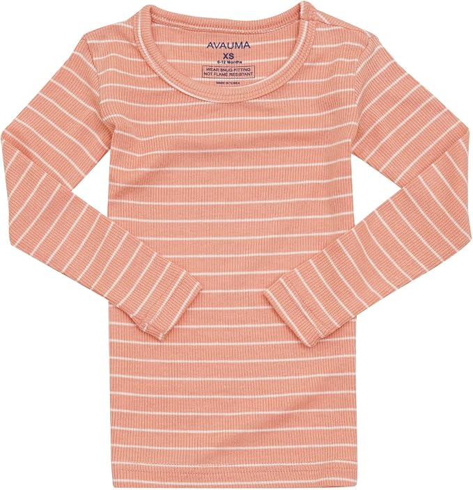 AVAUMA Stripe Pattern Baby Boys Girls Pajama Set Kids Toddler Snug fit Ribbed - Image 4