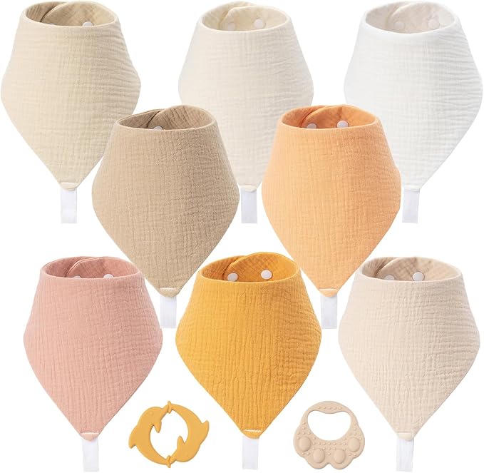 8-Pack Muslin Baby Bibs for Drooling and Teething | Soft& Absorbent, 100% Cotton by Unknown