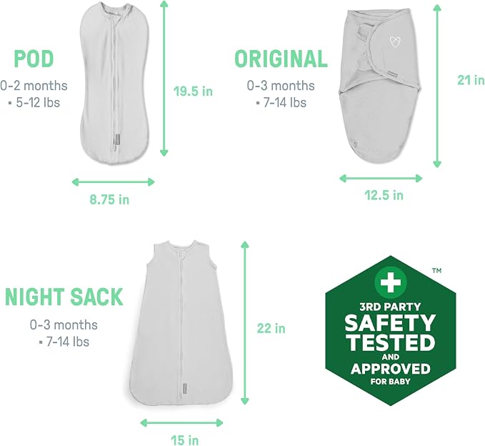 SwaddleMe by Ingenuity Comfort Pack Baby Swaddle Set, Size 0-3 Months, 5-14 - Image 5