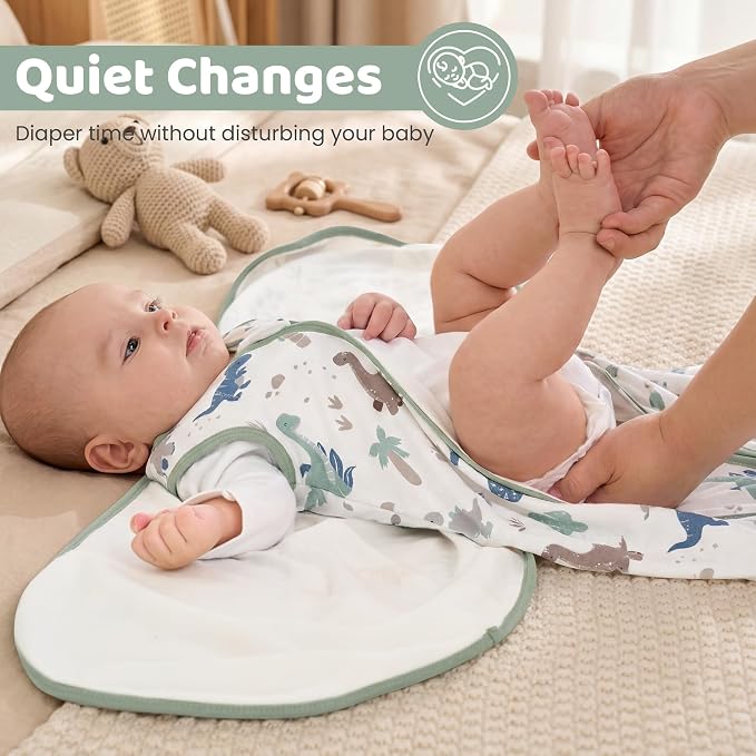 Baby Swaddle 3-6 Months, Cotton Transitional Swaddle Sack | Quiet hook-and-loop - Image 4