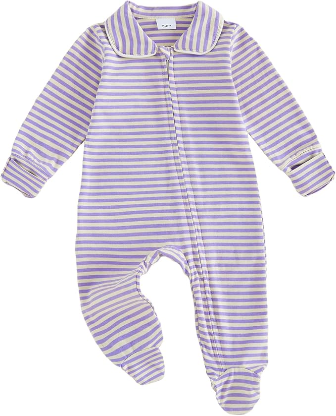 Seyurigaoka Newborn Baby Boy Girl Romper Long Sleeve Zipper Jumpsuit by SEYURIGAOKA