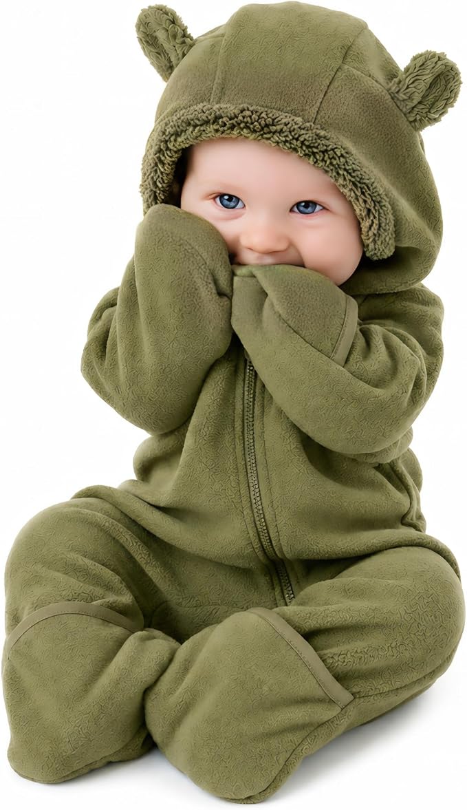 Cuddle Club Fleece Baby Bunting Bodysuit Hoodie, Newborn by CuddleClub
